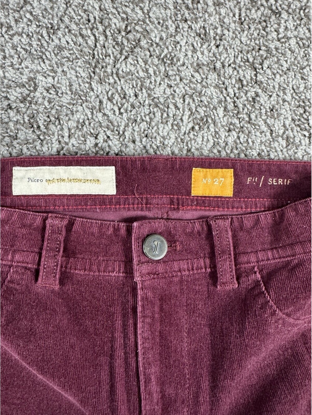 Anthropologie Pilcro and the letterpress Serif 27 Burgundy A at Corduroy Pants - Picture 4 of 9